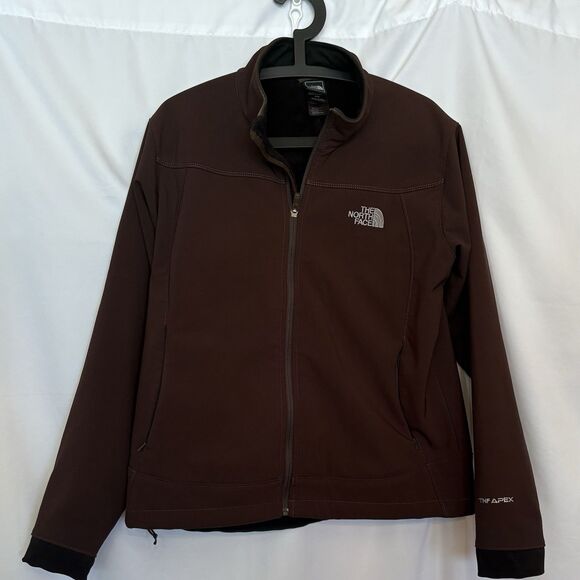 The North Face TNF Apex Jacket Women's Size Large Brown Softshell Full Zip - Picture 1 of 11